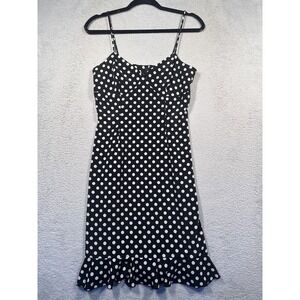 Vintage La‎ Belle Black White Polka Dot Dress Spaghetti Strap Ruffle Hem Size 5